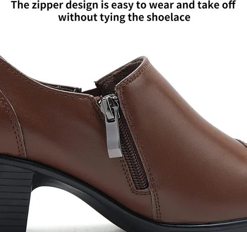 Vista 3 de UZB Mocasines sin cordones con cremallera para mujer