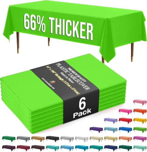 Vista 27 de Exquisite 66% Thicker Premium Plastic Table Cloth Rectangle Table Cover 0.5 Mil 6 Pack Aqua Table Cloth 54 Inch x 108 Inch Disposable Tablecloth