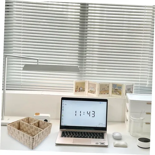 Vista 5 de Housoutil Caja de almacenamiento de escritorio resistente con rejillas, soporte para bolígrafos, organizador de mesa en estilo organizador combinado