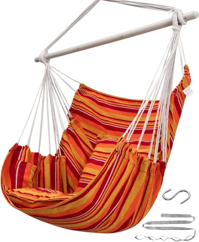 Vista 10 de ADVOKAIR - Silla tipo hamaca colgante grande, cómoda, suave y duradera, incluye 2 cojines de asiento
