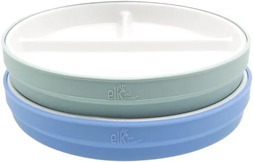Vista 20 de Elk and Friends platos para niños de porcelana divididos de 6.7" con fundas de silicona Adecuados para bebés/niños/niños pequeños Apto