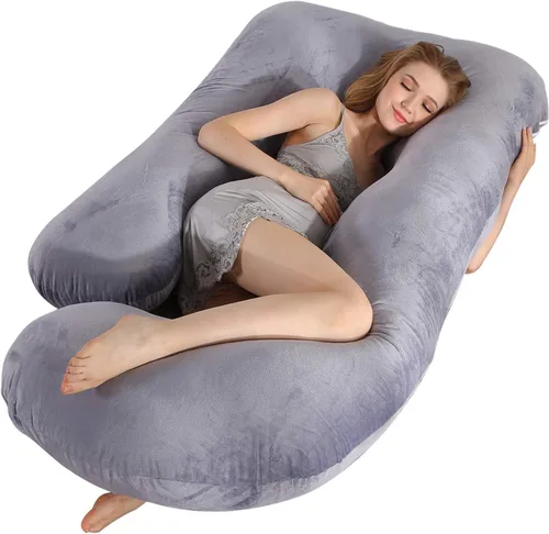 Vista 10 de Victostar almohada para embarazo, almohada de maternidad en forma de U de 57 pulgadas con funda extraíble, almohada de cuerpo completo, soporte