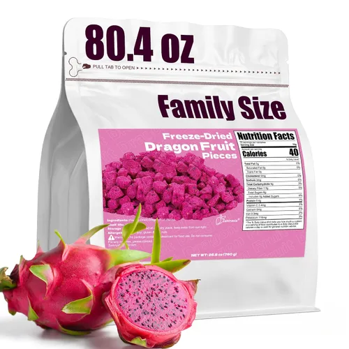 Vista 9 de Cubos de fruta del dragón liofilizado de 26.8oz Fruta del dragón seca