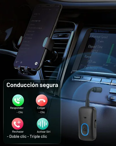 Vista 5 de Bluetooth 5.4 Adaptador AUX para coche, receptor transmisor 2 en 1