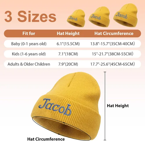 Vista 4 de Gorros personalizados para bebés, niñas y niños, gorros bordados personalizados con nombre para bebés, niños y adultos
