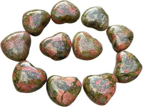 Vista 31 de Corazón hinchado de piedras preciosas al por mayor, corazones hinchados de piedras preciosas pulidas, piedra de palma de cristal, corazón de cristal