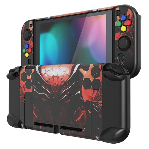 Vista 21 de eXtremeRate PlayVital Back Cover for Nintendo Switch Console, NS Joycon Controller Protector Hard Shell, Dockable Protective Case with Colorful ABXY
