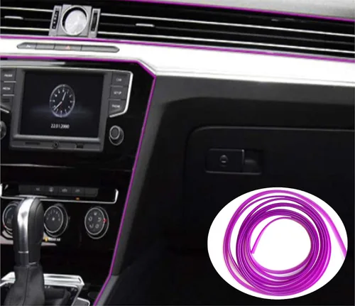 Vista 8 de Moldura Decorativa para Interior de Automóvil Panel de Puerta Tablero Tira de Ajuste para Espacios 10 pies (Rosa)