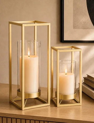 Vista 8 de Juego de 2 candelabros decorativos para interiores y exteriores Negro