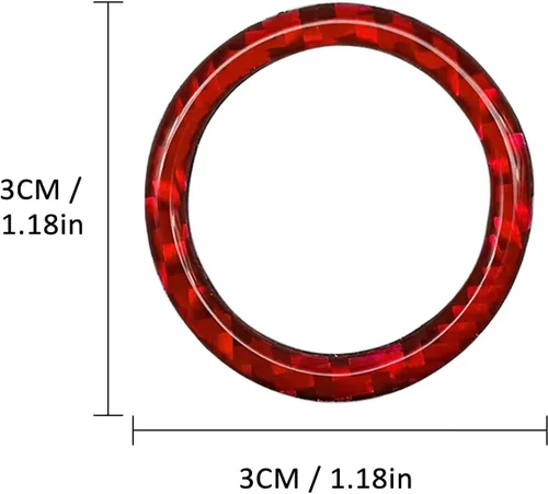 Vista 5 de Cubierta de anillo para botón de arranque del motor, fibra de carbono, sin llave, botón de arranque con un clic, adhesivo para el panel de ajuste