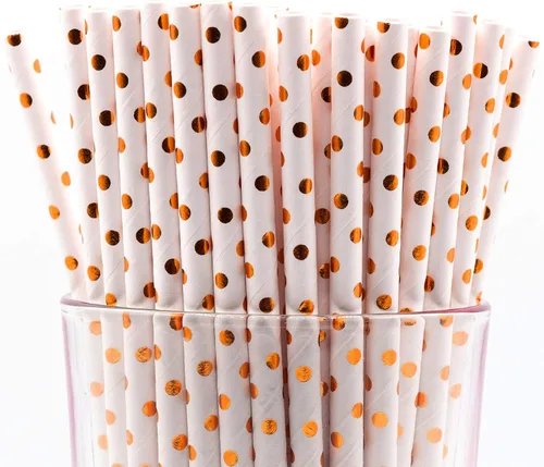 Vista 31 de Paquete de 150 pajitas de papel biodegradables de 4 capas de cheurón rosa bebé (compostables, no tóxicas, sin BPA)