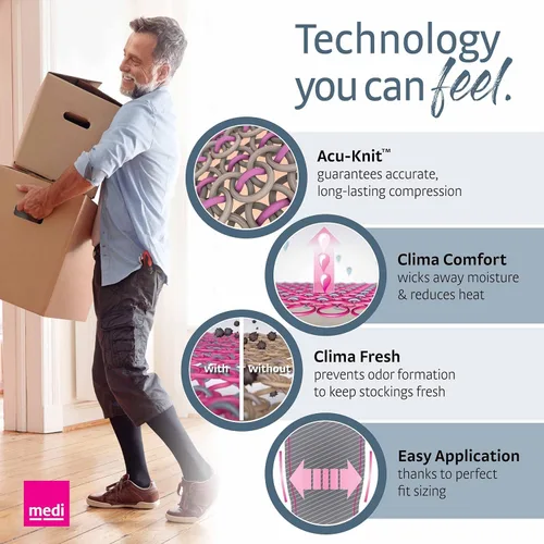 Vista 3 de mediven Plus para mujeres y hombres, 20-30 mmHg - Calcetines de compresión hasta la rodilla con banda superior de silicona, circulación de pierna