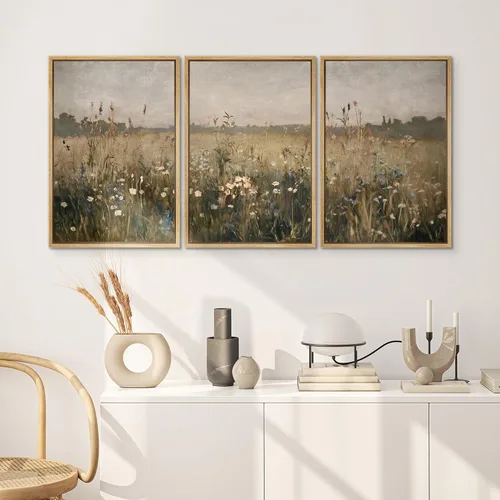 Vista 51 de SIGNWIN Lienzo enmarcado para pared, juego de arte pastel con cadena montañosa, bosque, niebla, naturaleza silvestre, ilustraciones modernas, arte