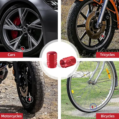 Vista 6 de Kewucn 8 PCS Tapas para Vástago de Válvula de Neumático de Automóvil, Cubiertas de Aire de Aleación de Aluminio con Anillo de Goma, Resistentes a