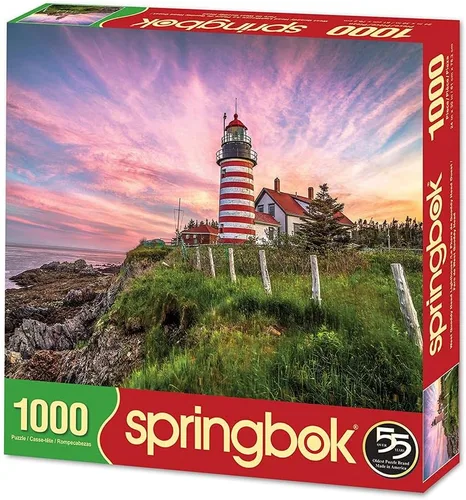 Vista 2 de Springbok Rompecabezas - West Quoddy Head Lighthouse - Rompecabezas de 1000 piezas - Rompecabezas grande de 30 x 24 pulgadas - Hecho en Estados
