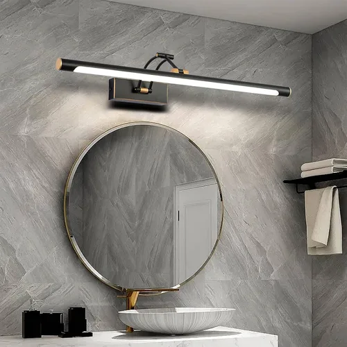 Vista 6 de 2 lámparas de baño, luz negra y dorada, luz de baño de mediados de siglo sobre espejo con pantalla de globo de vidrio blanco, apliques de pared