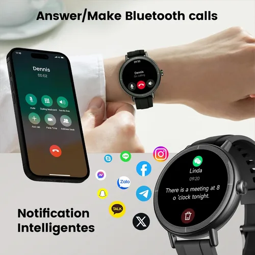 Vista 6 de Reloj inteligente para mujeres, rastreador de actividad física HD de 1.27" pulgadas con llamadas Bluetooth (respuesta y realizar), reloj inteligente
