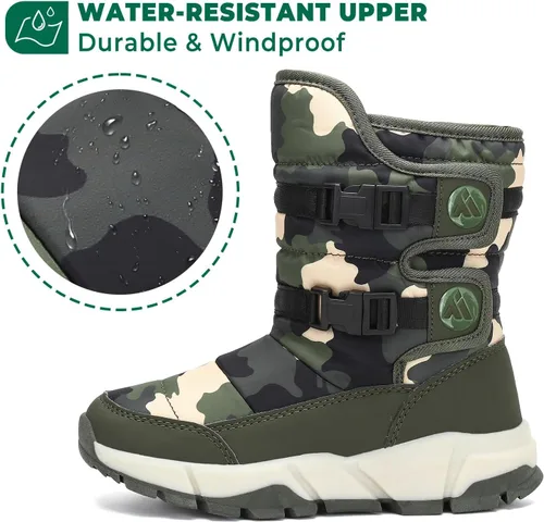 Vista 2 de Mishansha - Botas para la nieve para niño y niña, botas impermeables para el invierno, antideslizantes y cálidas para el clima frío