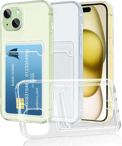 Vista 15 de Funda transparente compatible con iPhone 14 Pro con ranura para tarjetero, a prueba de golpes, funda protectora de silicona suave y delgada, funda