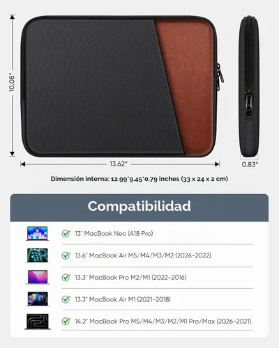 Vista 7 de FINPAC Laptop Sleeve for MacBook Neo 13 Inch, MacBook Air 13.6 inch, Black