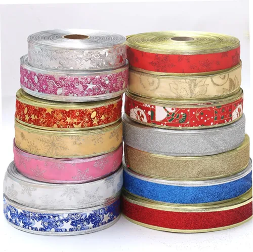 Vista 9 de TEHAUX 12pcs Chic Christmas Ribbons Each Silver Glitter for Crafts Wrapping and Holiday Decorations