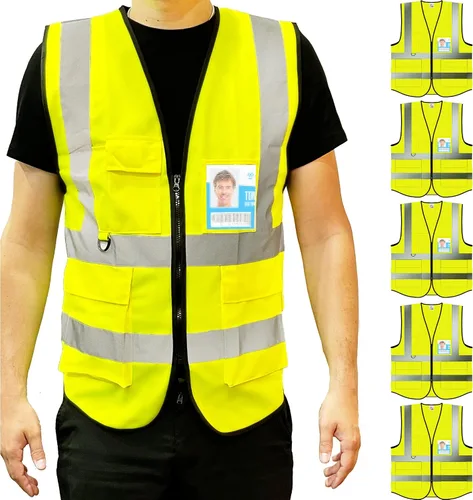 Vista 6 de PeerBasics Paquete de 10 chalecos de seguridad, amarillo, ANSI Clase 2 (pequeño)