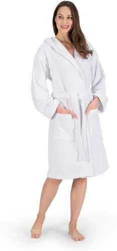 Vista 2 de NINE WEST Bata de baño de lujo con capucha para mujer, 100% algodón turco