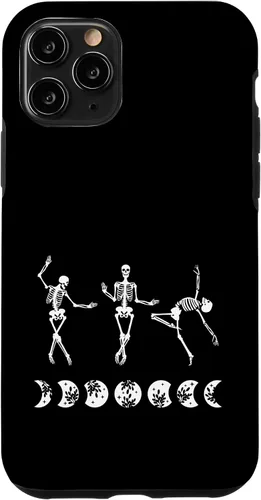 Vista 10 de Carcasa divertida para iPhone 15 con diseño de esqueletos bailarines y fase lunar New Age Emo Goth