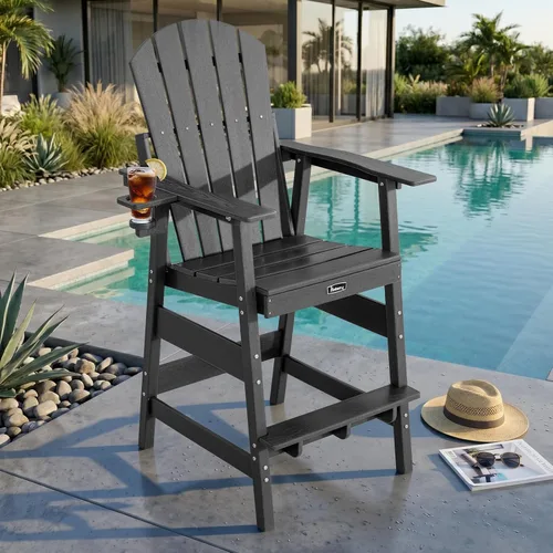 Vista 2 de FUNBERRY Silla alta Adirondack, silla de balcón superior alta con Gris