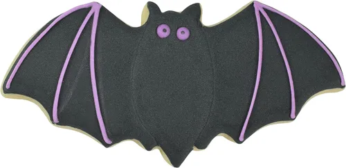 Vista 3 de R&M Cortador de galletas de Halloween de 3 piezas. Incluye murciélago, calabaza, fantasma, negro, naranja, revestimiento de poliresina blanca