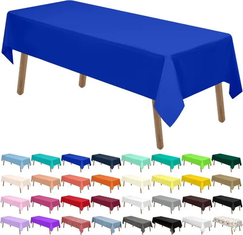 Vista 17 de Manteles de Plástico Azul Claro Paquete de 2 Cubiertas de Mesa Desechables 54 x 108 Pulgadas Manteles para Baby Shower Fiesta PEVA Manteles Azul