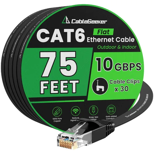 Vista 19 de Cable Ethernet Cat 6 de 10 pies, paquete de 2 unidades, para interiores y exteriores, red de Internet de 10 Gbps de alta velocidad, cable Ethernet