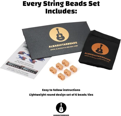 Vista 6 de Cuentas de puente de guitarra clásica – Bloques de corbata con patrón de madera clara para cuerdas de nailon y carbono – Compatible con guitarras