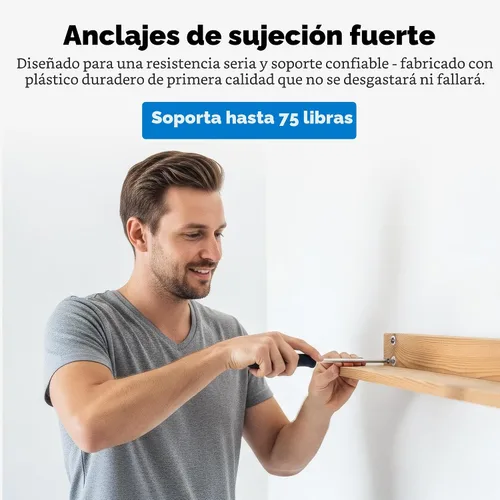 Vista 2 de Anclajes plásticos autoperforantes para paneles de yeso con tornillos #8, no requiere preparación de agujeros, soporta hasta 75 libras (10 unidades)