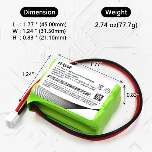 Vista 2 de Paquete de 2 baterías de repuesto para iluminación de emergencia/salida NI-MH de 7.2 V AAA 700 mAh para ANIC0191, ITI 34-051, Sanyo 6HRAAAU, ADT