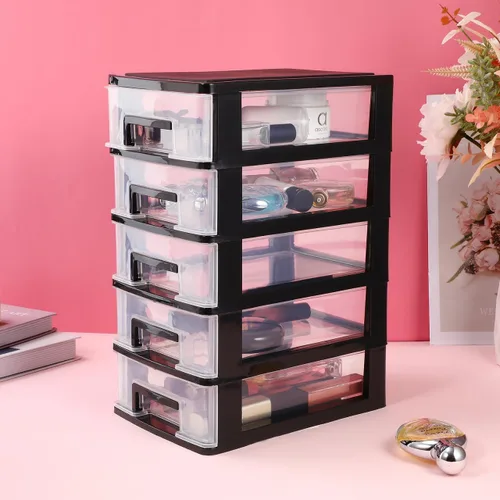 Vista 2 de Toddmomy Organizador de almacenamiento de plástico de 5 niveles, caja de almacenamiento pequeña portátil para suministros de oficina, papelería