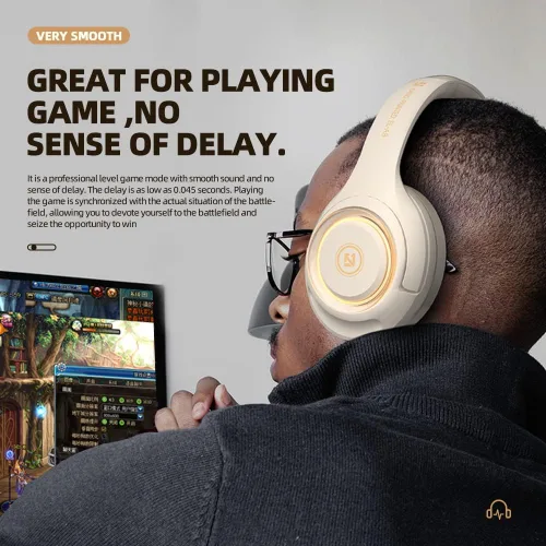 Vista 6 de Auriculares inalámbricos para juegos auriculares inalámbricos RGB HiFi con graves estéreo con micrófono para PS4 PS5 teléfono celular PC Bluetooth