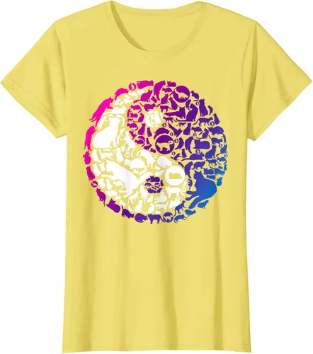 Vista 25 de Cute Kitty Cats and Zen Spirit Peace & Love Yin Yang - Camiseta de gato Negro