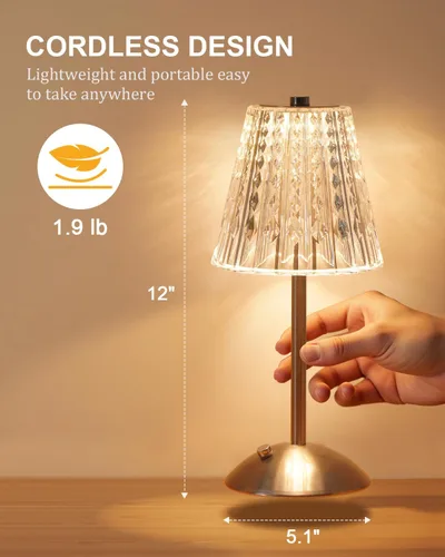 Vista 4 de Nusogon Lámpara de Mesa Táctil Inalámbrica, Lámpara de Escritorio Pequeña LED Recargable, 3 Colores Regulables Operada con Batería, Lámpara
