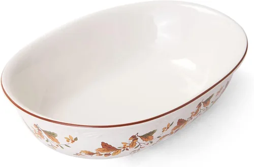Vista 2 de Pfaltzgraff - Tazón Ovalado Autumn Berry para Verduras, color blanco, 11 pulgadas