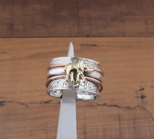 Vista 91 de Boho Spinner Ring, Mothers Day Gift, Silver 925 Women Ring, Sterling Silver 925 Ring, Fidget Spinner Ring,Women Silver Anxiety Ring