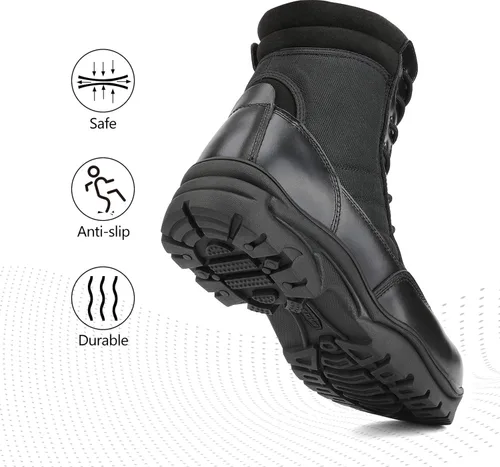 Vista 5 de NORTIV 8 Botas de trabajo con punta de acero para hombre botas tácticas antideslizantes industriales