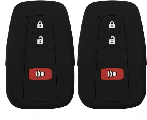 Vista 4 de Funda para llavero para Toyota Corolla Hatchback RAV4 XLE Prius de 3 botones 2019-2022, negro y negro Negro Negro
