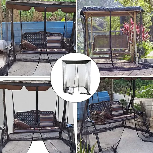 Vista 6 de Mosquitera para silla de columpio al aire libre, banco mecedora de jardín, cubierta de protección contra insectos, pantalla de malla con apertura