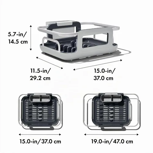 Vista 5 de OXO Good Grips Escurridor de Platos Extensible de Aluminio Sobre el Fregadero para Secar