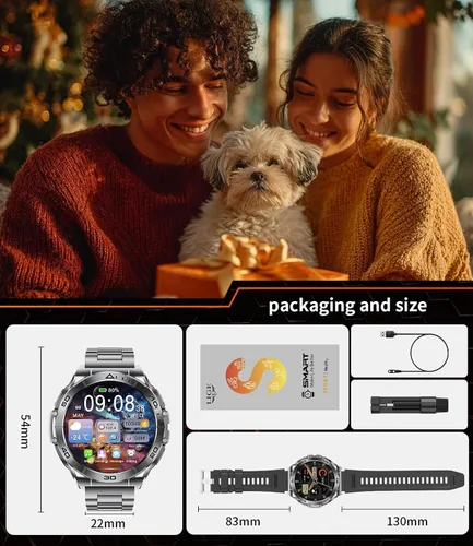 Vista 9 de LIGE Reloj inteligente para hombre, pantalla AMOLED de 1.6 pulgadas, batería de 600 mAh, relojes inteligentes impermeables de 5 ATM