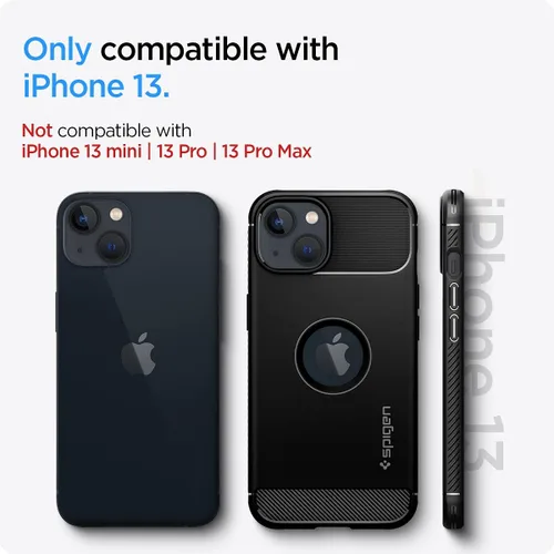 Vista 2 de Spigen Rugged Armor - Funda diseñada para iPhone 13 (2021), color negro mate