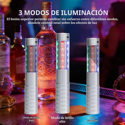 Vista 3 de Luces LED estroboscópicas para botella de servicio para niña, baton, reutilizable, recargable, servicio LED, champán, 2 piezas para bar, club