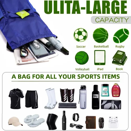 Vista 5 de Mochila con cordón impermeable bolsa de fútbol, gimnasio Sackpack Deportes Baloncesto Fitness Yoga Bolsa, Compras Casual Mochila
