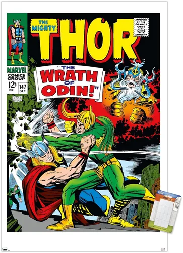Vista 11 de Trends International Marvel Comics Loki - Póster de pared Thor #147, 22.4 pulgadas de largo x 14.7 pulgadas, versión enmarcada en madera de granero